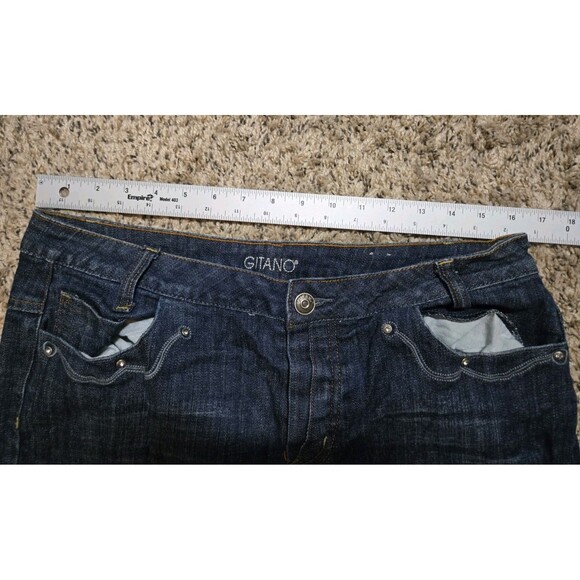 Gitano Womens Denim Jean Shorts Knee Length Below Long Modest Size 14 Dark Wash - Picture 11 of 14